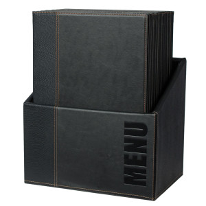 MENU-BOX TRENDY CON 20 PORTA MENU' NERO COD. MC-BOX-TRA4-BL