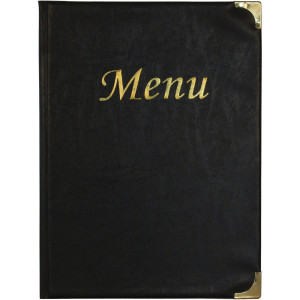 PORTA MENU' A4-31,5X24CM NERO IN PVC BASIC CON 4+2 BUSTE FISSE COD. MC-BRA4-BL