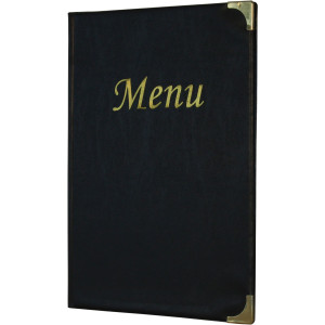 PORTA MENU' A4-31,5X24CM NERO IN PVC BASIC CON 4+2 BUSTE FISSE COD. MC-BRA4-BL