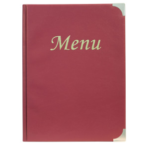 PORTA MENU' A4-31,5X24CM BORDEAUX IN PVC BASIC CON 4+2 BUSTE FISSE COD. MC-BRA4-WR