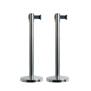 SET 2 COLONNINE SEGNAPERCORSO CON NASTRO NERO 210CM BUDGET RETRACTABLE SECURIT COD. RS-RT-LW-CH