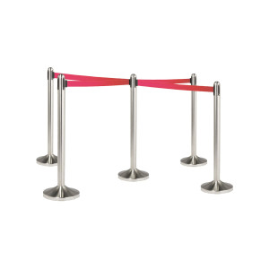 1 COLONNINA SEGNAPERCORSO CROMATA CON NASTRO ROSSO 210CM SECURIT COD. RS-RT-RVS-RD-SET