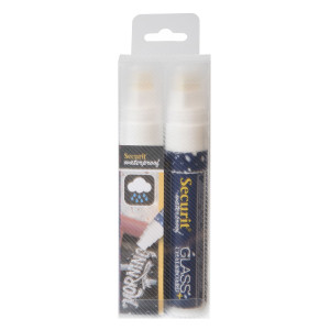 BLISTER 2 MARCATORI A GESSO LIQUIDO WATERPROOF BIANCO 7-15MM SECURIT COD. SMA820-V2-WT