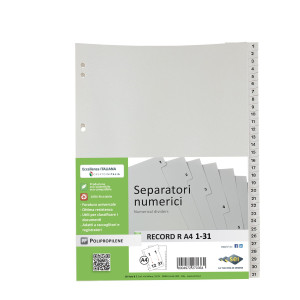 SEPARATORE NUMERICO 1-31 PPL 21X29,7 RECORD RA4 1-31 SEI COD. 581301