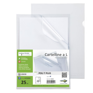 25 CARTELLINE A L IN PP TRASPARENTE ALTO SPESSORE 22X30CM POLI T PLUS SEI ROTA COD. 662320