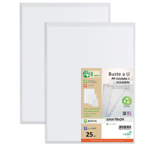 CONF 25 BUSTE A U IN PP RICICLATO 18X24CM GAIA SEI ROTA COD. 721824