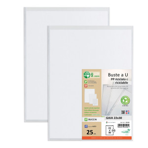 CONF 25 BUSTE A U IN PP RICICLATO 22X30CM GAIA SEI ROTA COD. 722230