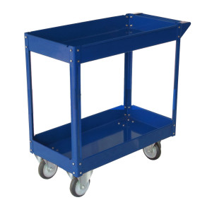 CARRELLO C/RUOTE IN ACCIAIO VERNICIATO BLU 2 RIPIANI 84X41CM H 82CM COD. TC4102