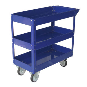 CARRELLO C/RUOTE IN ACCIAIO VERNICIATO BLU 3 RIPIANI 84X41CM H 82CM COD. TC4103