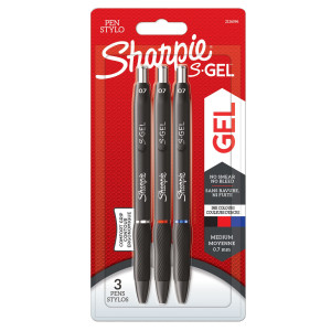 ASTUCCIO 3 PENNE GEL A SCATTO 0.7MM NERO/BLU/ROSSO SHARPIE COD. 2136596