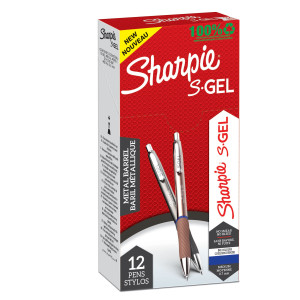 PENNA GEL A SCATTO 0.7MM INCH.BLU FUSTO COLORI ASSORTITI METAL SHARPIE COD. 2162642 CONFEZIONE DA 12