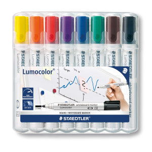 BUSTA 8 PENNARELLI LUMOCOLOR 351 STAEDTLER PER LAVAGNE CANCELLABILI COD. 351WP8