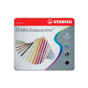 ASTUCCIO METALLO 24 PASTELLI STABILO AQUACOLOR 1624 COD. 1624-5