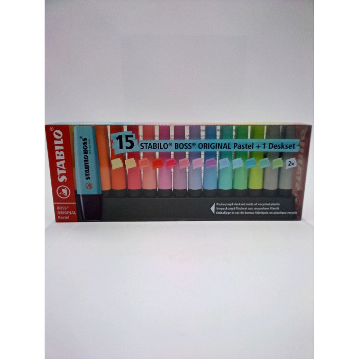 DESKSET PASTEL 15 EVIDENZIATORI STABILO BOSS COLORI ASS. 7015-02