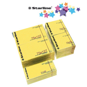 BLOCCHETTO BIGLIETTI ADESIVI GIALLO 50X40MM 100FG 70GR STARLINE COD. Q900051 CONFEZIONE DA 12