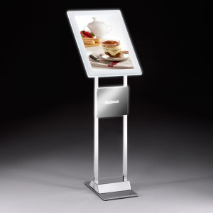 LEGGIO A LED DA TERRA H110CM CON CORNICE A3 MENU BOARD LEDMAG