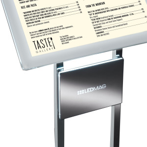 LEGGIO A LED DA TERRA H110CM CON CORNICE A4 MENU BOARD LEDMAG