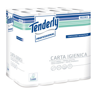 PACCO 30 ROTOLI CARTA IGIENICA 160 STRAPPI SALVASPAZIO TENDERLY COD. 811911U