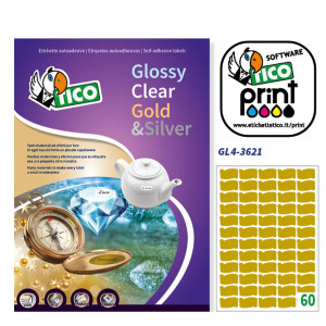 ETICHETTA ADESIVA GL4 OVALE ORO SATINATA 100FG A4 36X21MM (60ET/FG) TICO COD. GL4-3621