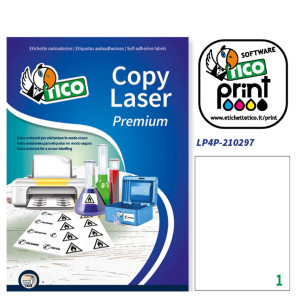 POLIESTERE ADESIVO LP4P BIANCO 70FG A4 210X297MM (1ET/FG) LASER TICO COD. LP4P-210297