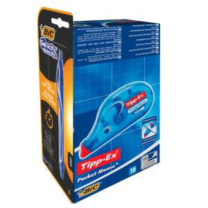 PROMO BOX 10 CORRETTORE A NASTRO POCKET MOUSE TIPP-EX +1 GELOCITY QUICKDRY BIC COD. 989680