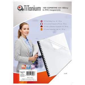 100 COPERTINE A4 PVC TRASPARENTE 180MY TITANIUM COD. PB100-06T