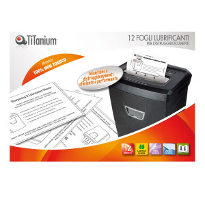 CONFEZIONE 12 FOGLI LUBRIFICANTI PER DISTRUGGIDOCUMENTI TITANIUM COD. SP1000