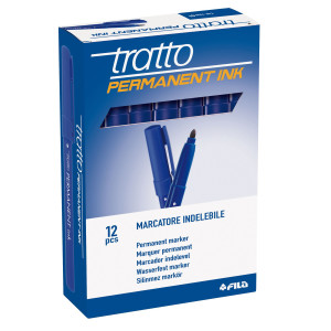 SCATOLA 12 MARCATORI TRATTO PERMANENT INK BLU COD. 732501