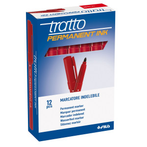 SCATOLA 12 MARCATORI TRATTO PERMANENT INK ROSSO COD. 732502