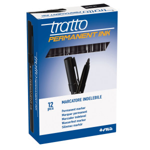 SCATOLA 12 MARCATORI TRATTO PERMANENT INK NERO COD. 732503