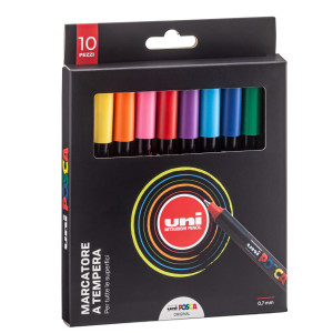 ASTUCCIO 10 MARCATORE UNI POSCA PEN PC1M P. EXTRA FINE 0.7MM COL.ASS. UNI COD. M PC1MR 10P