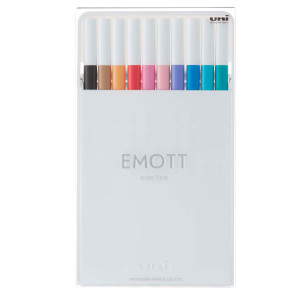 ASTUCCIO 10 FINELINER EMOTT TRATTO 0.4MM COLORI ASS. SOFT PASTEL UNI MITSUBISHI COD. M PEM-SY 10C 2