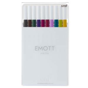 ASTUCCIO 10 FINELINER EMOTT TRATTO 0.4MM COL. ASS. CALMTONE DARK UNI MITSUBISHI COD. M PEM-SY 10C 3