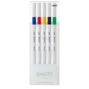 ASTUCCIO 5 FINELINER EMOTT TRATTO 0.4MM COLORI ASS. VIVID UNI MITSUBISHI COD. M PEM-SY 5C 1