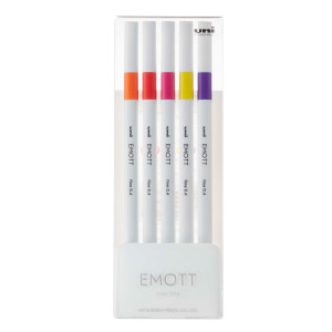 ASTUCCIO 5 FINELINER EMOTT TRATTO 0.4MM COLORI ASS. PASSION UNI MITSUBISHI COD. M PEM-SY 5C 2