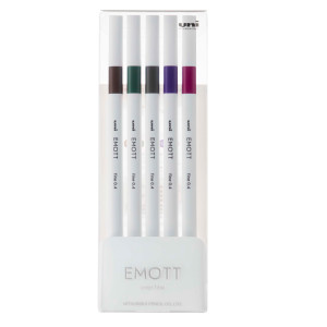 ASTUCCIO 5 FINELINER EMOTT TRATTO 0.4MM COLORI ASS. VINTAGE UNI MITSUBISHI COD. M PEM-SY 5C 3