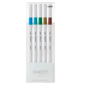 ASTUCCIO 5 FINELINER EMOTT TRATTO 0.4MM COLORI ASS. ISLAND UNI MITSUBISHI COD. M PEM-SY 5C 4