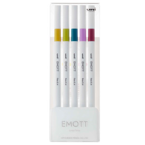 ASTUCCIO 5 FINELINER EMOTT TRATTO 0.4MM COLORI ASS. RETRO' UNI MITSUBISHI COD. M PEM-SY 5C 8
