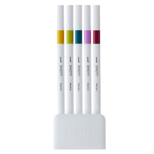 ASTUCCIO 5 FINELINER EMOTT TRATTO 0.4MM COLORI ASS. RETRO' UNI MITSUBISHI COD. M PEM-SY 5C 8