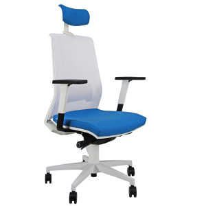 POLTRONA SEMIDIREZIONALE LIGHT LLBPG BLU CHIARO/BIANCO C/BRACC. REGOLABILI+POGG COD. LLBPG/BR/HBC