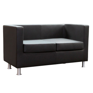 DIVANO 2 POSTI IN SIMILPELLE PRAGMA NERO COD. PR2/KN