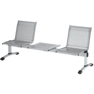 PANCA ATTESA PLEXUS PS2PT 2 POSTI GRIGIO CON TAVOLO S/BRACCIOLI COD. PS2PT
