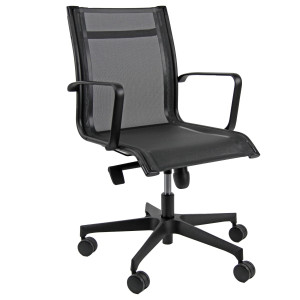 POLTRONA DIREZIONALE POLLUX ALL BLACK PVD NERO CON BRACCIOLI INCLUSI COD. PVD