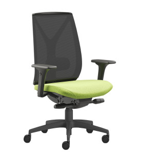 POLTRONA SEMIDIREZIONALE VELIA VEA VERDE MELA/NERO CON BRACCIOLI REGOLABILI COD. VEA/BR1/HVM