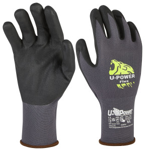 GUANTI DI PROTEZIONE FLEX TAGLIA 10 NERO GRIGIO C/POLSINO NERO U-POWER COD. UG00001-10