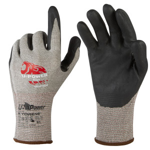 GUANTI DI PROTEZIONE CUT TAGLIA 10 GRIGIO NERO C/POLSINO NERO U-POWER COD. UG00004-10