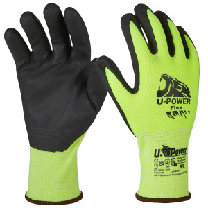 GUANTI DI PROTEZIONE FLEX TAGLIA 08 VERDE FLUO NERO C/POLSINO GIALLO U-POWER COD. UG00005-08