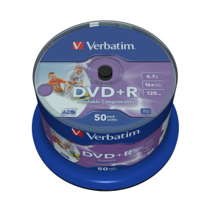 SCATOLA 50 DVD+R 4.7GB / 120' STAMPABILE WIDE PRINT NO ID NR. SPINDLE COD. 43512