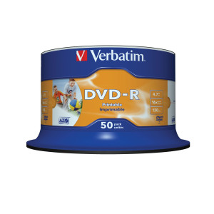 SCATOLA 50 DVD-R SPINDLE BULK 16X 4.7GB 120MIN. STAMPABILE WIDE MATT INKJET COD. 43533