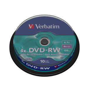 SCATOLA 10 DVD-RW SPINDLE 4X 4.7GB 120MIN. SERIGRAFATO COD. 43552